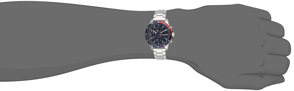  Shop Authentic Tommy Hilfiger Bank Chronograph Blue Dial Silver Steel Strap Watch for Men - 1791718 - Luxxuri