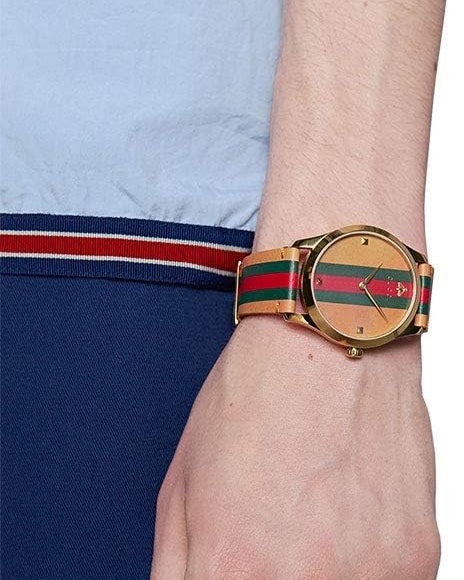  Shop Authentic Gucci G Timeless Quartz Brown Dial Brown Leather Strap Unisex Watch - YA1264077 - Luxxuri