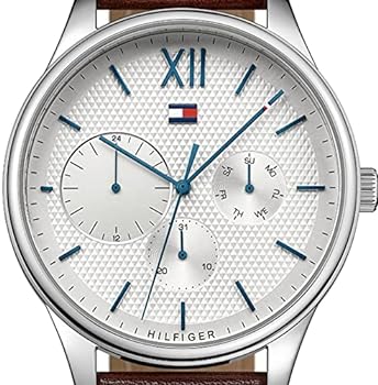  Shop Authentic Tommy Hilfiger Damon Quartz White Dial Brown Leather Strap Watch for Men - 1791418 - Luxxuri