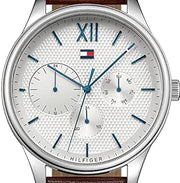  Shop Authentic Tommy Hilfiger Damon Quartz White Dial Brown Leather Strap Watch for Men - 1791418 - Luxxuri