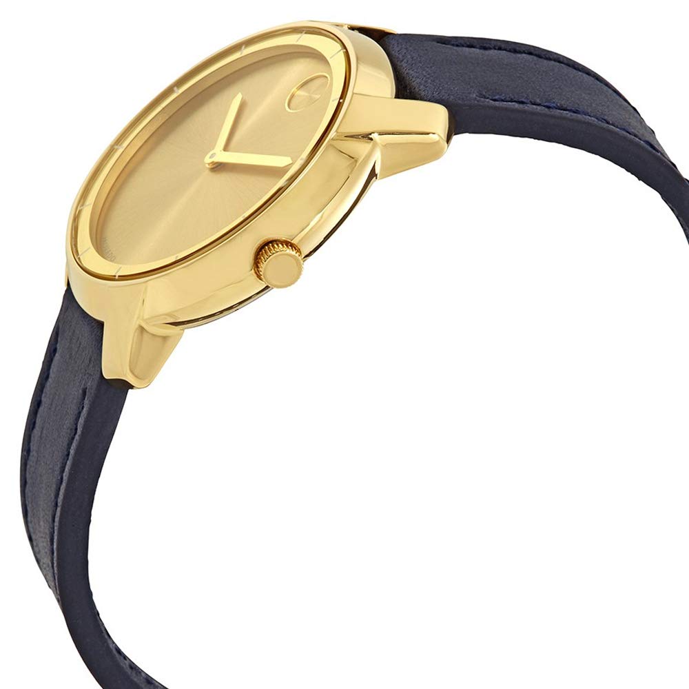  Shop Authentic Movado Bold Gold Dial Blue Leather Strap Watch For Men - 3600469 - Luxxuri