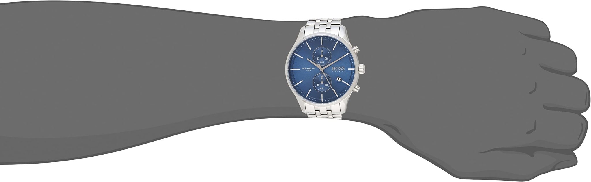  Shop Authentic Hugo Boss Associate Blue Dial Silver Steel Strap Watch for Men - 1513839 - Luxxuri
