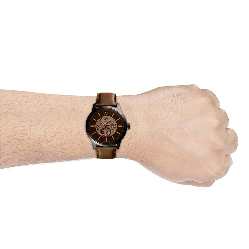  Shop Authentic Fossil Townsman Automatic Black Dial Brown Leather Strap Watch for Men - ME3155 - Luxxuri