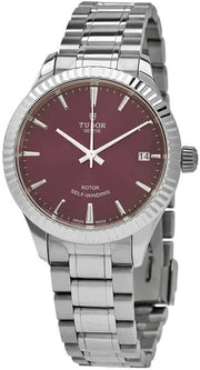  Shop Authentic Tudor Style Automatic Burgundy Red Dial Silver Steel Strap Watch for Men - M12710-0015 - Luxxuri