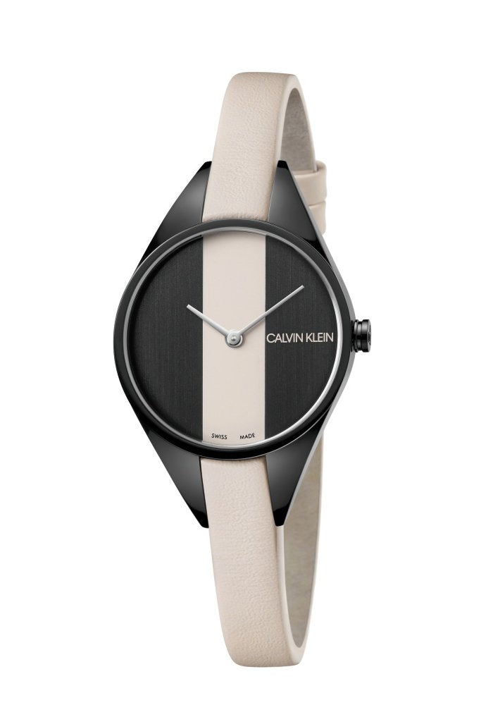  Shop Authentic Calvin Klein Rebel Cream Black Dial Cream Leather Strap Watch for Women - K8P237X1 - Luxxuri