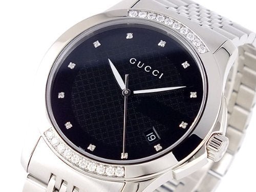  Shop Authentic Gucci G Timeless Diamonds Black Dial Silver Steel Strap Watch For Women - YA126408 - Luxxuri