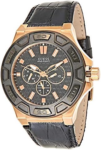  Shop Authentic Guess Force Analog Black Dial Black Leather Strap Watch For Men - W0674G6 - Luxxuri