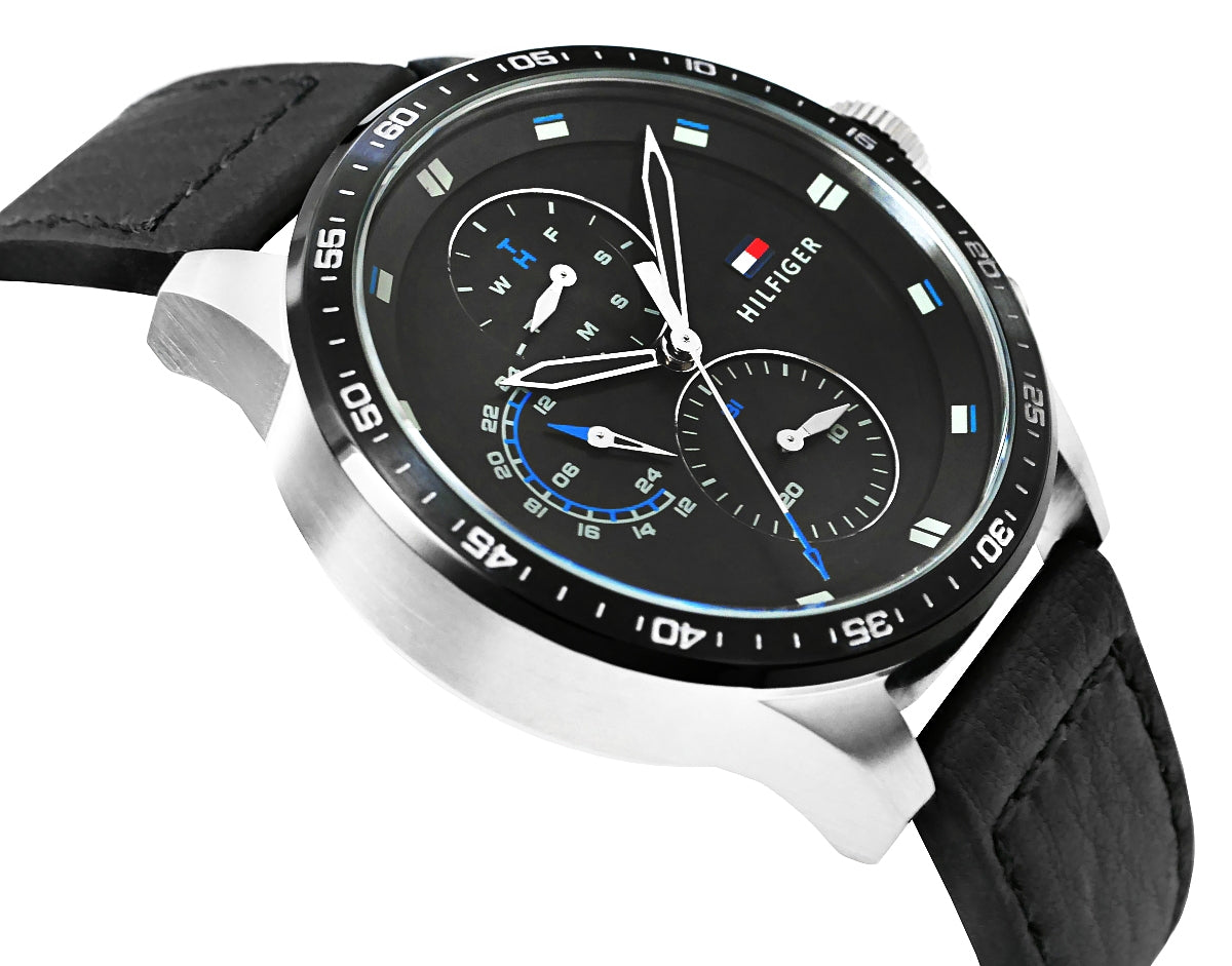  Shop Authentic Tommy Hilfiger Trent Chronograph Quartz Black Dial Black Leather Strap Watch For Men - 1791810 - Luxxuri