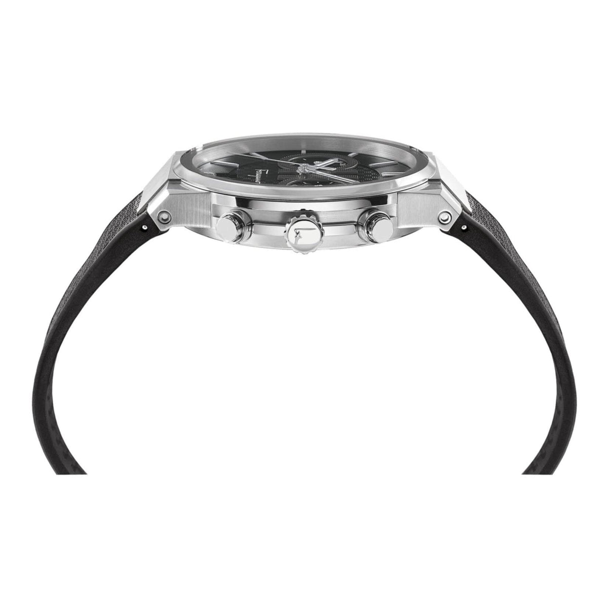  Shop Authentic Salvatore Ferragamo Sapphire Chrono Black Dial Black Silicone Strap Watch for Men - SFME00121 - Luxxuri
