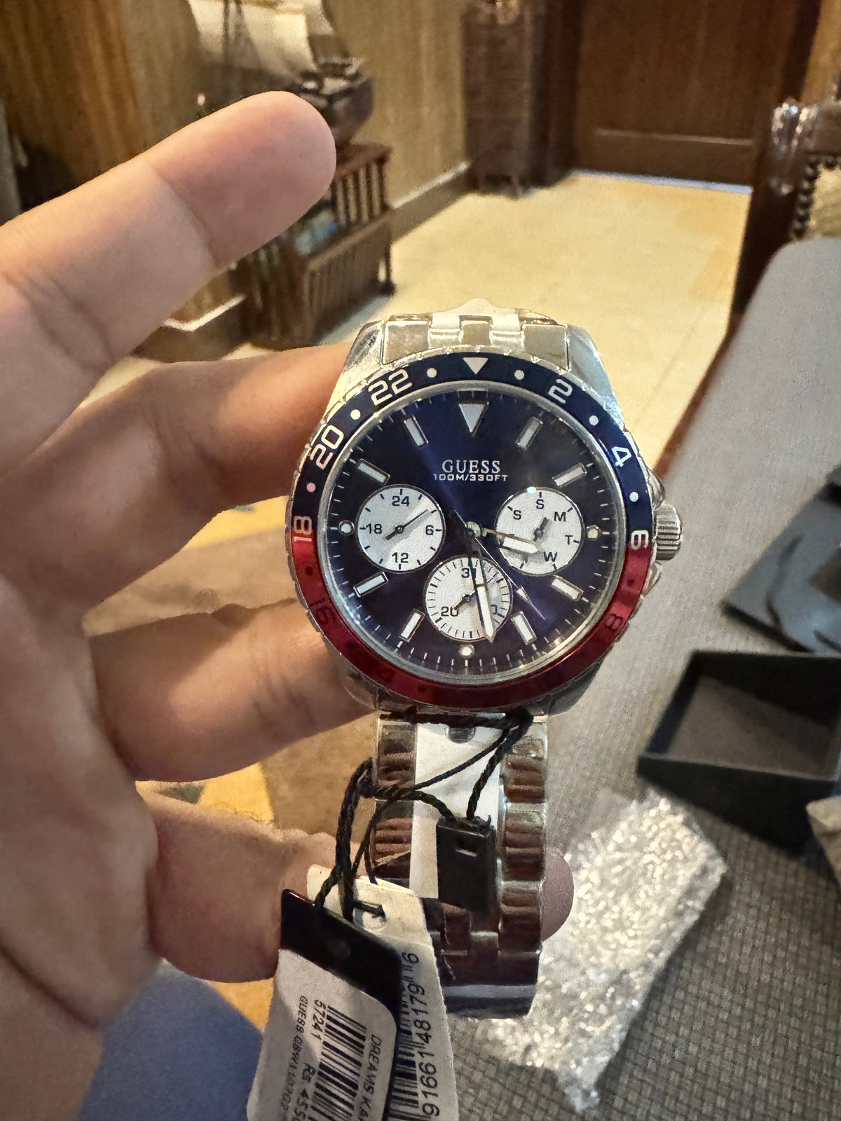  Shop Authentic Guess Odyssey Multifunction Blue Dial Silver Steel Strap Watch For Men - W1107G2 - Luxxuri