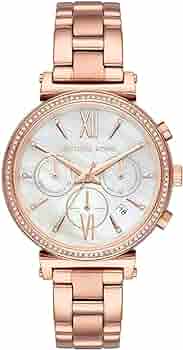  Shop Authentic Michael Kors Sofie Chronograph Mother of Pearl White Dial Rose Gold Steel Strap Watch For Women - MK6576 - Luxxuri