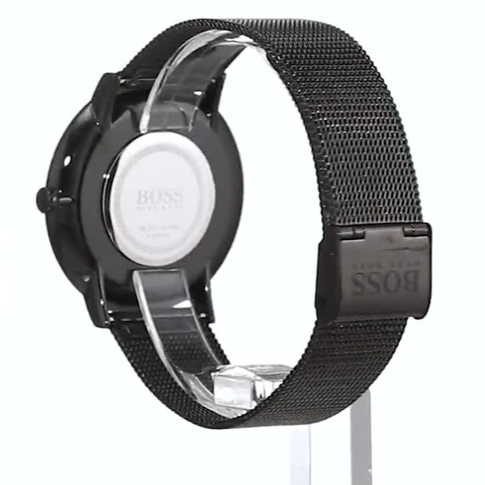  Shop Authentic Hugo Boss Horizon Quartz Black Dial Black Mesh Bracelet Watch For Men - 1513542 - Luxxuri