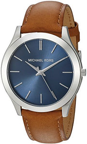  Shop Authentic Michael Kors Slim Runway Analog Blue Dial Brown Leather Strap Watch For Men - MK8508 - Luxxuri