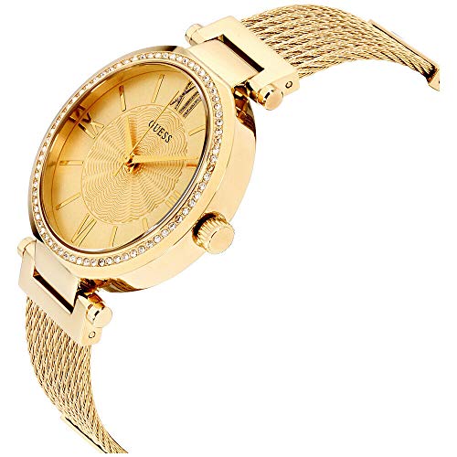 Shop Authentic Guess Soho Champagne Dial Stainless Steel Mesh Bracelet Watch For Women - W0638L2 - Luxxuri