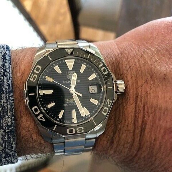  Shop Authentic Tag Heuer Aquaracer Automatic Black Dial Silver Steel Strap Watch for Men - WAY211A.BA0928 - Luxxuri