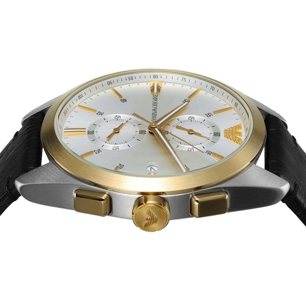  Shop Authentic Emporio Armani Claudio Chronograph Silver Dial Black Leather Strap Watch For Men - AR11498 - Luxxuri