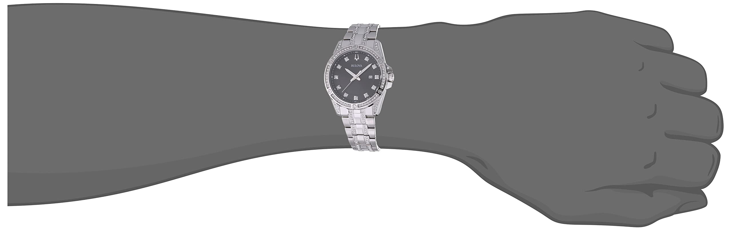  Shop Authentic Bulova Crystal Collection Black Dial Silver Steel Strap Watch for Men - 96K104 - Luxxuri