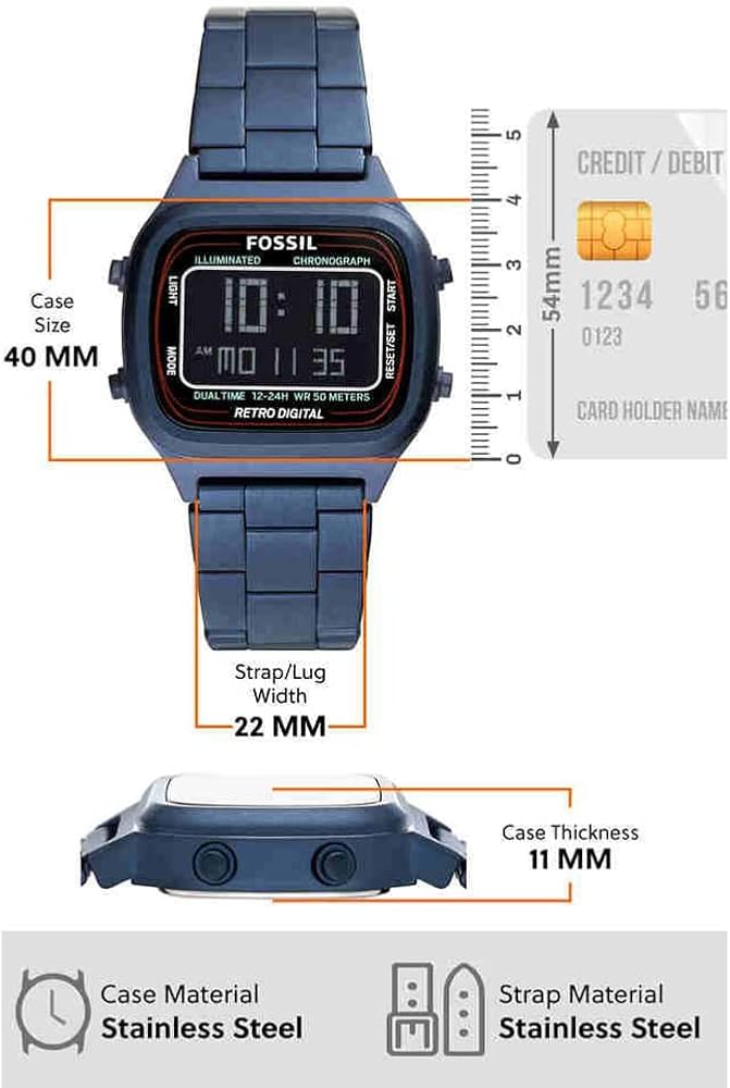  Shop Authentic Fossil Retro Analog-Digital Black Dial Blue Steel Strap Watch for Men - FS5896 - Luxxuri
