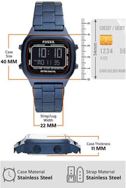  Shop Authentic Fossil Retro Analog-Digital Black Dial Blue Steel Strap Watch for Men - FS5896 - Luxxuri
