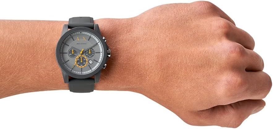  Shop Authentic Armani Exchange Outerbanks Chronograph Grey Dial Grey Silicone Strap Watch For Men - AX7123 - Luxxuri