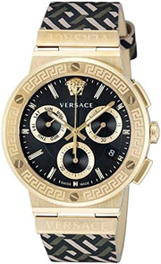  Shop Authentic Versace Greca Chronograph Black Dial Brown Leather Strap Watch For Men - VEZ900621 - Luxxuri