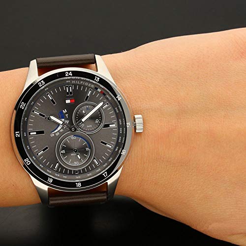  Shop Authentic Tommy Hilfiger Austin Grey Dial Brown Leather Strap Watch for Men - 1791637 - Luxxuri