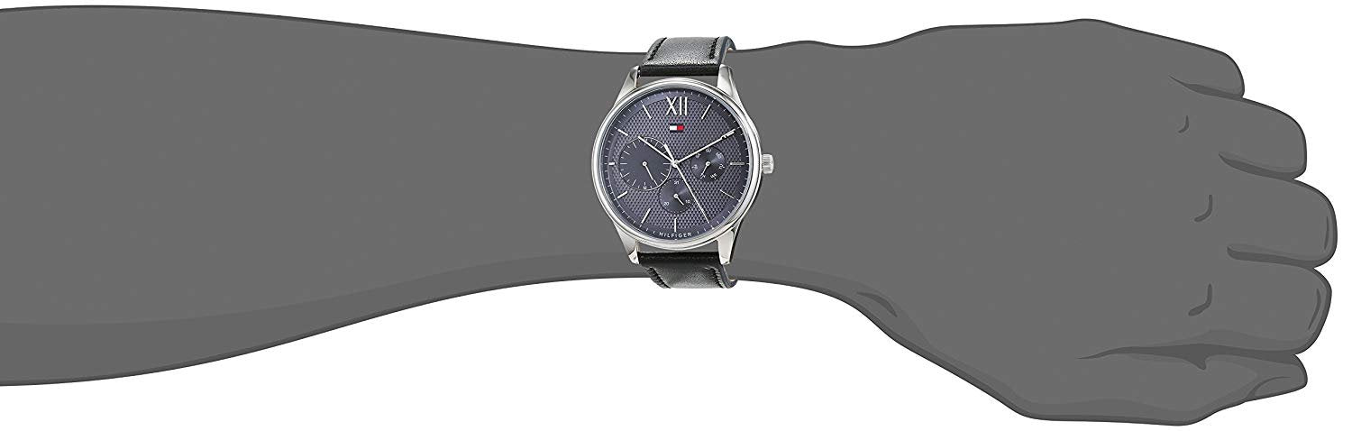  Shop Authentic Tommy Hilfiger Damon Multifunction Black Dial Black Leather Strap Watch for Men - 1791417 - Luxxuri