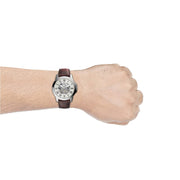  Shop Authentic Fossil Grant Automatic Beige Skeleton Dial Brown Leather Strap Watch for Men - ME3099 - Luxxuri