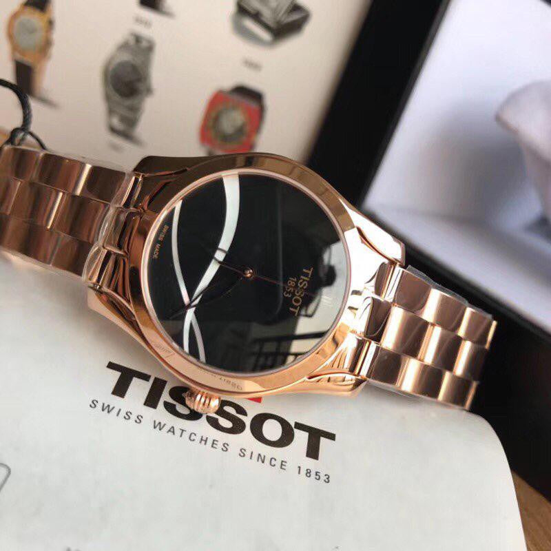  Shop Authentic Tissot T Wave Black Dial Rose Gold Steel Strap Watch For Women - T112.210.33.051.00 - Luxxuri
