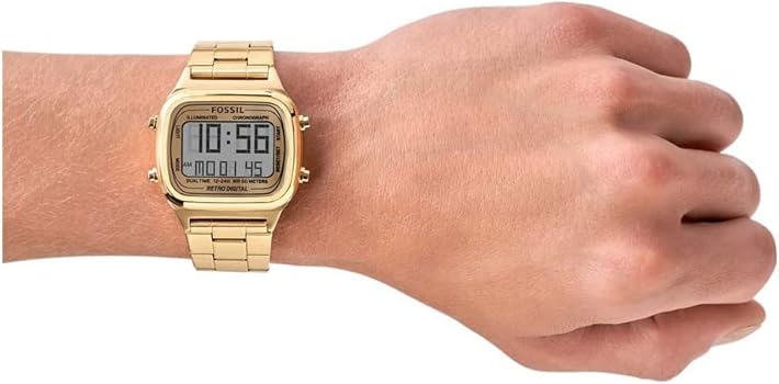  Shop Authentic Fossil Retro Digital Gold Dial Gold Steel Strap Watch for Men - FS5843 - Luxxuri
