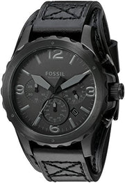  Shop Authentic Fossil Nate Chronograph Black Dial Black Leather Strap Watch for Men - JR1510 - Luxxuri