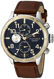  Shop Authentic Tommy Hilfiger Sport Multifunction Blue Dial Brown Leather Strap Watch for Men - 1791137 - Luxxuri