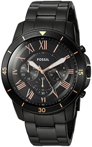  Shop Authentic Fossil Grant Sport Chronograph Black Dial Black Steel Strap Watch for Men - FS5374 - Luxxuri