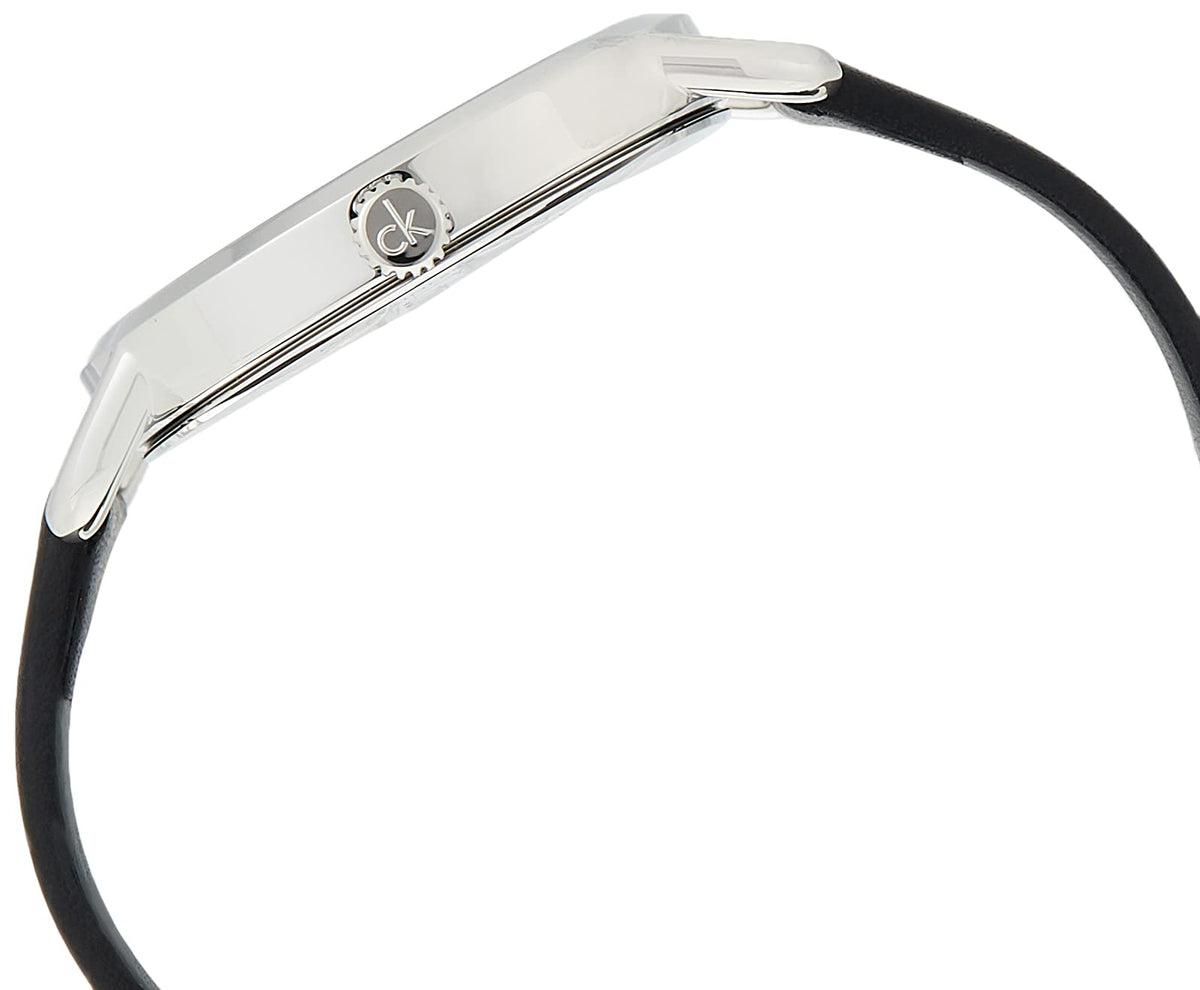  Shop Authentic Calvin Klein Evan White Dial Black Leather Strap Watch for Women - K7B231CY - Luxxuri