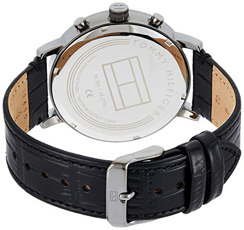  Shop Authentic Tommy Hilfiger Evan Black Dial Black Leather Strap Watch for Men - 1710395 - Luxxuri