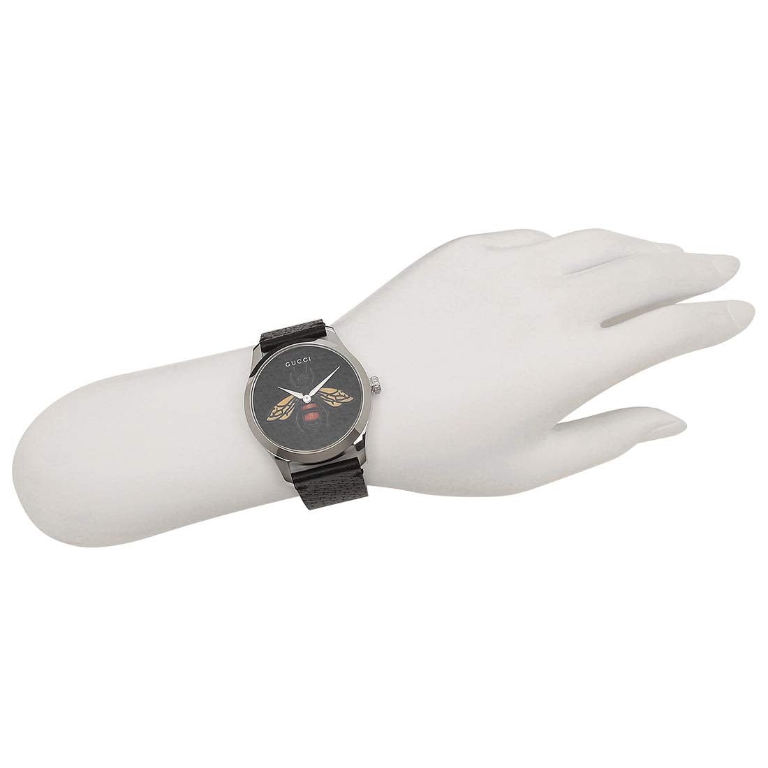  Shop Authentic Gucci G Timeless Bee Black Dial Black Leather Strap Watch For Women - YA1264067 - Luxxuri