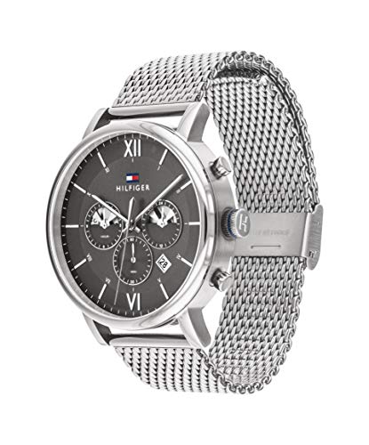  Shop Authentic Tommy Hilfiger Evan Grey Dial Silver Mesh Bracelet Watch for Men - 1710396 - Luxxuri
