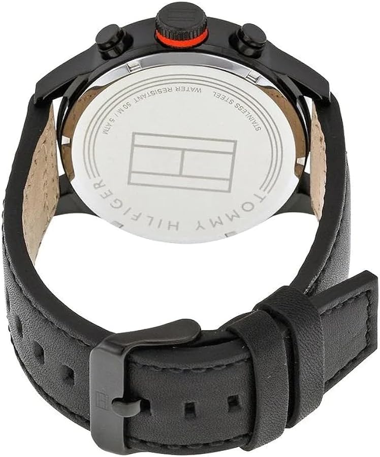  Shop Authentic Tommy Hilfiger Trent Multifunction Black Dial Black Leather Strap Watch for Men - 1791136 - Luxxuri