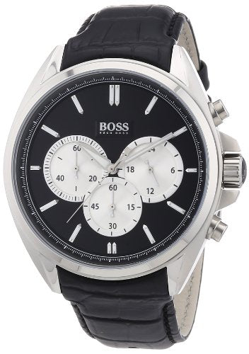  Shop Authentic Hugo Boss Driver Black Dial Black Leather Strap Watch for Men - 1512879 - Luxxuri