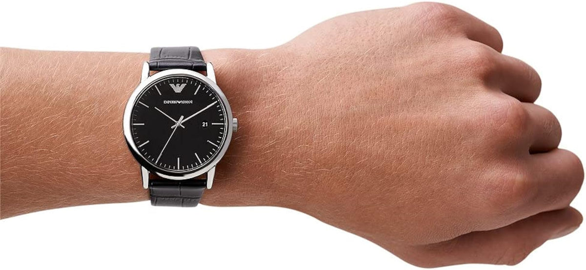  Shop Authentic Emporio Armani Luigi Quartz Black Dial Black Leather Strap Watch For Men - AR2500 - Luxxuri