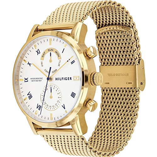  Shop Authentic Tommy Hilfiger Kane White Dial Gold Mesh Bracelet Watch for Men - 1710403 - Luxxuri