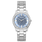  Shop Authentic Guess Glitter Burst Diamonds Blue Dial Silver Steel Strap Watch for Women - GW0405L1 - Luxxuri