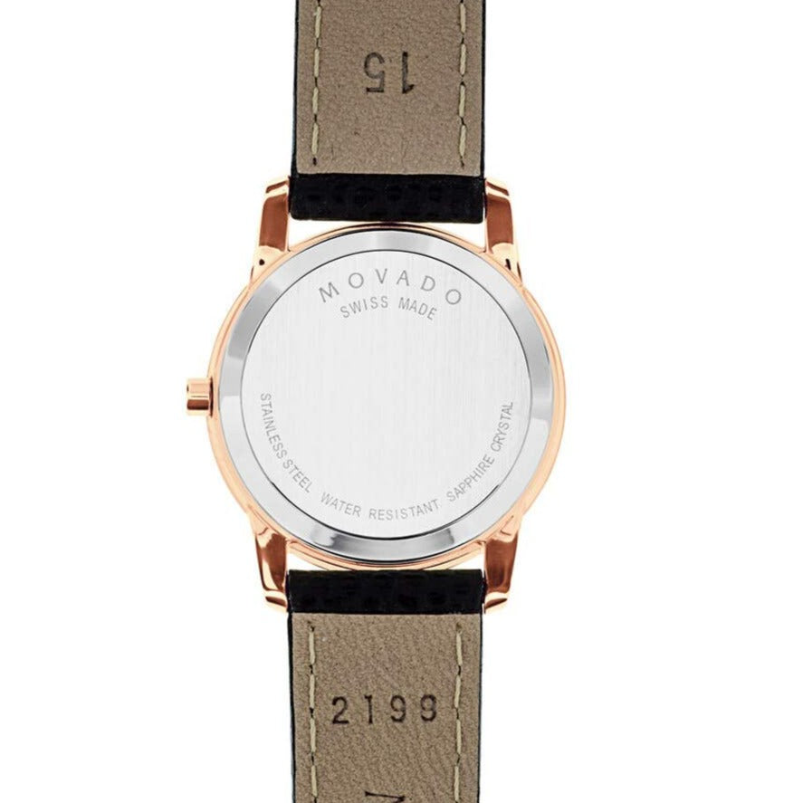  Shop Authentic Movado Museum Classic Black Dial Black Leather Strap Watch For Women - 607061 - Luxxuri