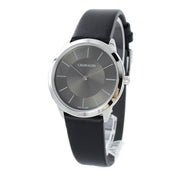  Shop Authentic Calvin Klein Minimal Grey Dial Black Leather Strap Watch for Men - K3M221C4 - Luxxuri