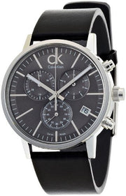  Shop Authentic Calvin Klein Post Minimal Chronograph Black Dial Black Leather Strap Watch for Men - K7627107 - Luxxuri