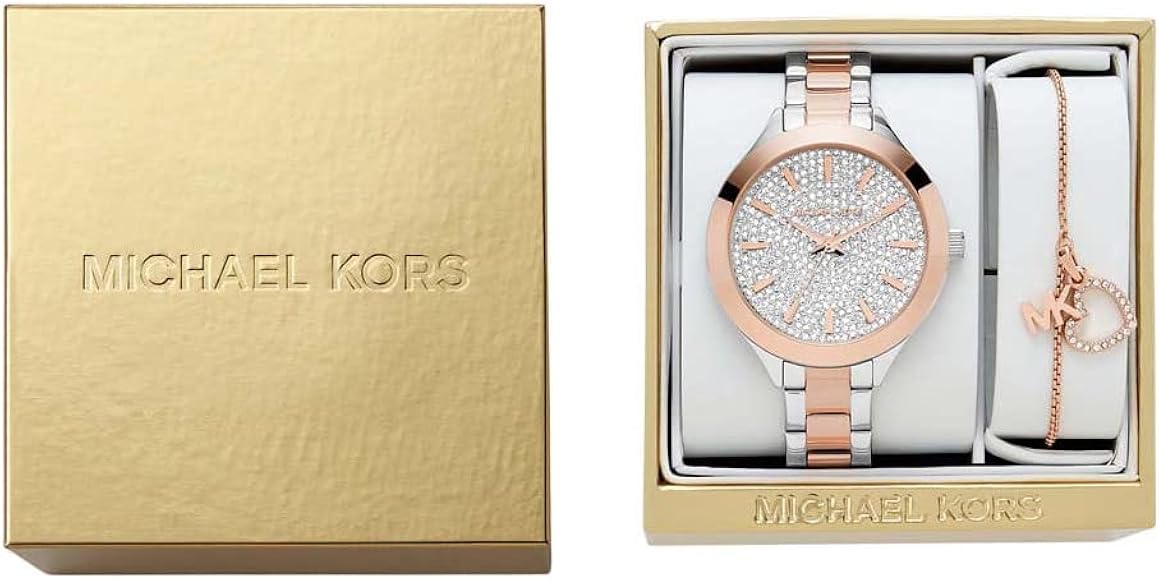  Shop Authentic Michael Kors Slim Runway Crystals Silver Dial Two Tone Steel Strap Watch for Women - MK1045 - Luxxuri