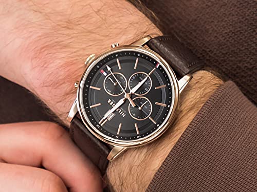  Shop Authentic Tommy Hilfiger Multi Function Chronograph Black Dial Brown Leather Strap Watch for Men - 1791631 - Luxxuri