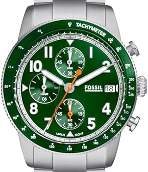  Shop Authentic Fossil Sport Tourer Chronograph Green Dial Silver Steel Strap Watch for Men - FS6048 - Luxxuri