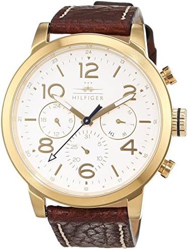  Shop Authentic Tommy Hilfiger Jake Quartz White Dial Brown Leather Strap Watch for Men - 1791231 - Luxxuri
