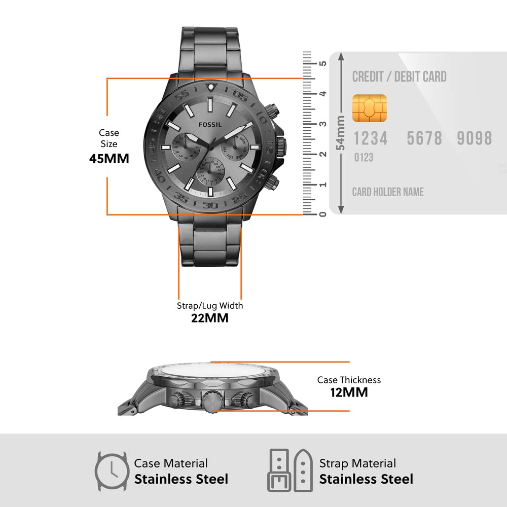  Shop Authentic Fossil Bannon Multifunction Chronograph Grey Dial Grey Steel Strap Watch for Men - BQ2491 - Luxxuri